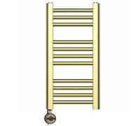 Myhomeware 300mm Wide Gold Electric Bathroom Towel Rail Radiator With Thermostatic Electric Element UK Pre-Filled (300 x 600 mm (h))