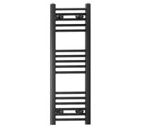 Myhomeware 300mm Wide Straight Black Heated Bathroom Towel Rail Radiator For Central Heating Designer UK (300 x 900mm)