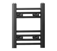 Myhomeware 300mm Wide Straight Black Heated Bathroom Towel Rail Radiator For Central Heating Designer UK (300 x 400mm)