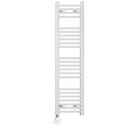 Myhomeware 300mm Wide White Electric Bathroom Heated Towel Rail Thermostatic Warmer Radiator Precise Control (300 x 1200 mm (BTU: 1539))