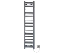 Myhomeware 300mm X 1400mm Anthracite Grey Flat Electric Pre-Filled Heated Towel Rail Radiator For Bathroom Designer Standard Element