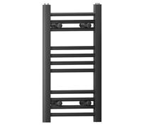 Myhomeware 350 mm X 600 mm Black Flat Straight Heated Bathroom Towel Rail Radiator For Central Heating Stylish Designer