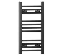 MYHOMEWARE 350 mm x 600 mm Black Flat Straight Heated Bathroom Towel Rail Radiator For Central Heating Stylish Designer