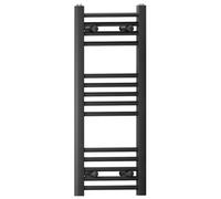 Myhomeware 350 mm X 800 mm Black Flat Straight Heated Bathroom Towel Rail Radiator For Central Heating Stylish Designer