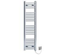Myhomeware 350 X 1200mm Chrome Flat Electric Pre-Filled Heated Towel Rail Radiator For Bathroom Designer Standard Element