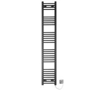 MYHOMEWARE 350 x 1700mm Black Flat Electric Pre-Filled Heated Towel Rail Radiator For Bathroom Designer Standard Element