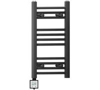 Myhomeware 350 X 600 mm Black Electric Bathroom Heated Towel Rail Thermostatic Warmer Radiator Digital Controller Ktx3 Timer