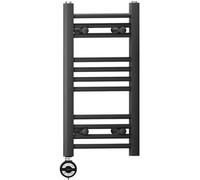 Myhomeware 350 X 600 mm Black Electric Bathroom Heated Towel Rail Thermostatic Warmer Radiator Precise Control Terma Moa Element
