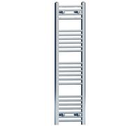 MYHOMEWARE 350mm x 1200mm Chrome Heated Bathroom Towel Rail Radiator For Central Heating Designer UK