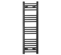 Myhomeware 400 mm X 1000 mm Black Flat Straight Heated Bathroom Towel Rail Radiator For Central Heating Stylish Designer