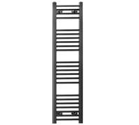 MYHOMEWARE 400 mm x 1200 mm Black Flat Straight Heated Bathroom Towel Rail Radiator For Central Heating Stylish Designer