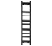 Myhomeware 400 mm X 1400 mm Black Flat Straight Heated Bathroom Towel Rail Radiator For Central Heating Stylish Designer