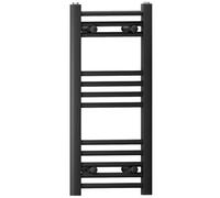 Myhomeware 400 mm X 700 mm Black Flat Straight Heated Bathroom Towel Rail Radiator For Central Heating Stylish Designer