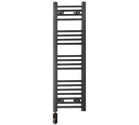 Myhomeware 400 X 1000 mm Matt Black Electric Bathroom Towel Rail Radiator Heater With Af Thermostatic Electric Element Pre-Filled