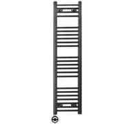 Myhomeware 400 X 1200 mm Black Electric Bathroom Heated Towel Rail Thermostatic Warmer Radiator Precise Control Terma Moa Element