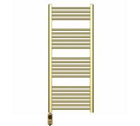 Myhomeware 400 X 1200 mm Shiny Gold Electric Bathroom Towel Rail Radiator Heater With Af Thermostatic Electric Element Pre-Filled