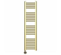 Myhomeware 400 X 1200 mm Shiny Gold Electric Bathroom Towel Rail Radiator With Thermostatic Electric Element Pre-Filled Terma Moa Element