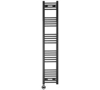 Myhomeware 400 X 1600 mm Black Electric Bathroom Heated Towel Rail Thermostatic Warmer Radiator Precise Control Terma Moa Element