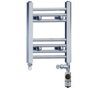 Myhomeware 400 X 400 mm Chrome Electric Dual Fuel Bathroom Towel Rail Radiator Heater With Af Thermostatic Electric Element