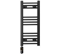 Myhomeware 400 X 700 mm Matt Black Electric Bathroom Towel Rail Radiator Heater With Af Thermostatic Electric Element Pre-Filled