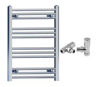 Myhomeware 400 X 700mm Chrome Heated Bathroom Towel Rail Radiator - Central Heating Uk With Angled Valves