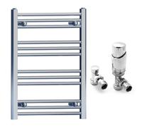 Myhomeware 400 X 700mm Chrome Heated Bathroom Towel Rail Radiator - Central Heating Uk With Trv Angled Valves