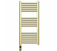 Myhomeware 400 X 900 mm Shiny Gold Electric Bathroom Towel Rail Radiator Heater With Af Thermostatic Electric Element Pre-Filled