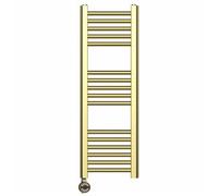 Myhomeware 400 X 900 mm Shiny Gold Electric Bathroom Towel Rail Radiator With Thermostatic Electric Element Pre-Filled Terma Moa Element