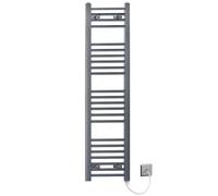 Myhomeware 400mm Wide Anthracite Grey Flat Electric Pre-Filled Heated Towel Rail Radiator For Bathroom Designer UK (400mm x 1200mm (h))