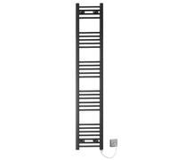 Myhomeware 400mm Wide Black Flat Electric Pre-Filled Heated Towel Rail Radiator For Bathroom Designer UK (Alyssa 400 / 1600mm Electric Black)