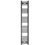 Myhomeware 400mm Wide Black Flat Straight Heated Bathroom Towel Rail Radiator For Central Heating Stylish Designer (Alyssa 400 / 1700mm Black Flat)