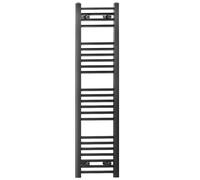 Myhomeware 400mm Wide Black Flat Straight Heated Bathroom Towel Rail Radiator For Central Heating Stylish Designer (Alyssa 400 / 1200mm Black Flat)