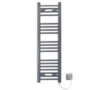Myhomeware 400mm X 1000mm Anthracite Grey Flat Electric Pre-Filled Heated Towel Rail Radiator For Bathroom Designer Standard Element