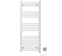 Myhomeware 400mm X 1200mm Flat White Electric Pre-Filled Heated Towel Rail Radiator For Bathroom - Standard Element - 19mm Tube