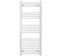 MYHOMEWARE 400mm x 1200mm Straight White Heated Bathroom Towel Rail Radiator For Central Heating UK 19mm Tube