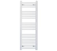 Myhomeware 400mm X 1400mm Straight White Heated Bathroom Towel Rail Radiator For Central Heating Uk 19mm Tube