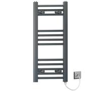 MYHOMEWARE 400mm x 700mm Anthracite Grey Flat Electric Pre-Filled Heated Towel Rail Radiator For Bathroom Designer Standard Element