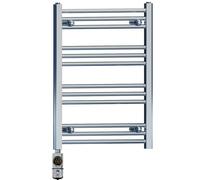 MYHOMEWARE 400mm x 700mm Chrome Electric Bathroom Towel Rail Radiator Heater With AF Thermostatic Electric Element Pre-Filled Stock Clearance