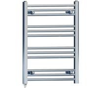 MYHOMEWARE 400mm x 700mm Chrome Flat Electric Pre-Filled Towel Rail Radiator For Designer Bathroom Standard Element Stock Clearance