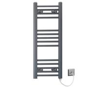 Myhomeware 400mm X 800mm Anthracite Grey Flat Electric Pre-Filled Heated Towel Rail Radiator For Bathroom Designer Standard Element