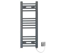 MYHOMEWARE 400mm x 800mm Anthracite Grey Flat Electric Pre-Filled Heated Towel Rail Radiator For Bathroom Designer Standard Element
