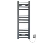 MYHOMEWARE 400mm x 900mm Anthracite Grey Flat Electric Pre-Filled Heated Towel Rail Radiator For Bathroom Designer Standard Element