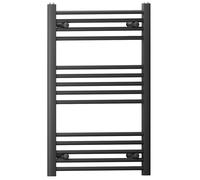 MYHOMEWARE 450 mm x 800 mm Black Flat Straight Heated Bathroom Towel Rail Radiator For Central Heating Stylish Designer