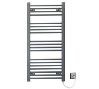 MYHOMEWARE 450 X 1000MM Anthracite Grey Flat Electric Pre-Filled Heated Towel Rail Radiator For Bathroom Designer Standard Element