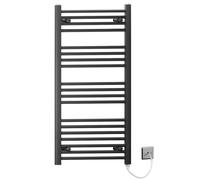 Myhomeware 450 X 1000mm Black Flat Electric Pre-Filled Heated Towel Rail Radiator For Bathroom Designer Standard Element