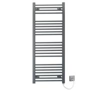 MYHOMEWARE 450 x 1200mm Anthracite Grey Flat Electric Pre-Filled Heated Towel Rail Radiator For Bathroom Designer Standard Element