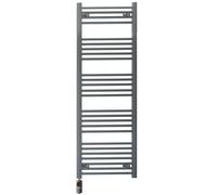 MYHOMEWARE 450 x 1400 mm Anthracite Grey Electric Bathroom Towel Rail Radiator Heater With AF Thermostatic Electric Element Pre-Filled