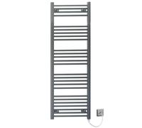 MYHOMEWARE 450 x 1400mm Anthracite Grey Flat Electric Pre-Filled Heated Towel Rail Radiator For Bathroom Designer Standard Element