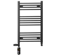 Myhomeware 450 X 800 mm Matt Black Electric Dual Fuel Bathroom Towel Rail Radiator Heater With Af Thermostatic Electric Element