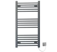 MYHOMEWARE 450 x 900mm Anthracite Grey Flat Electric Pre-Filled Heated Towel Rail Radiator For Bathroom Designer Standard Element